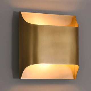 Modern Minimalist Flattened Tube Brass Wall Sconce Image - 4