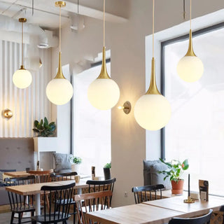 ZOWALA - Minimalist Globe Glass Restaurant Gold Pendant Light Image - 1