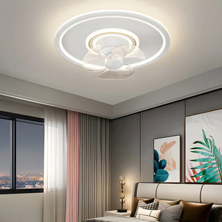 Minimalist Round 3-Blade Flush Ceiling Fan with Light Image - 4
