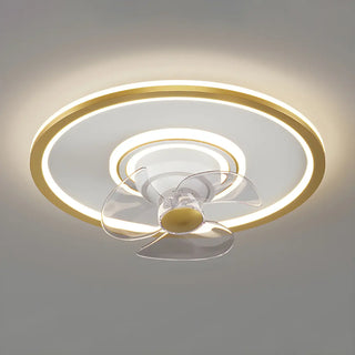 Minimalist Round 3-Blade Flush Ceiling Fan with Light Image - 6