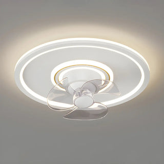 Minimalist Round 3-Blade Flush Ceiling Fan with Light Image - 8