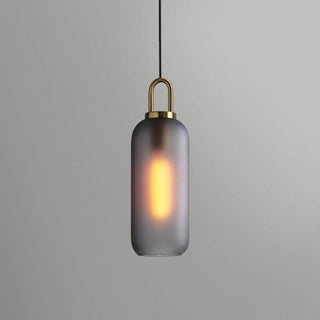 Minimalist Cylinder Glass Kitchen Gray Pendant Light Zawala Image - 14