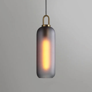 Minimalist Cylinder Glass Kitchen Gray Pendant Light Zawala Image - 15