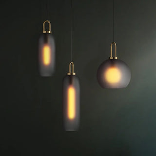 Minimalist Cylinder Glass Kitchen Gray Pendant Light Zawala Image - 16