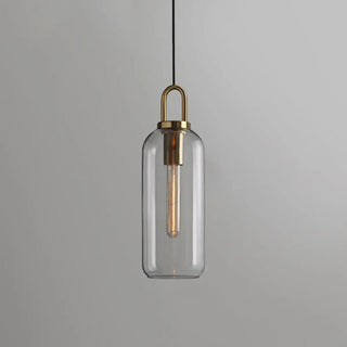 Minimalist Cylinder Glass Kitchen Gray Pendant Light Zawala Image - 5