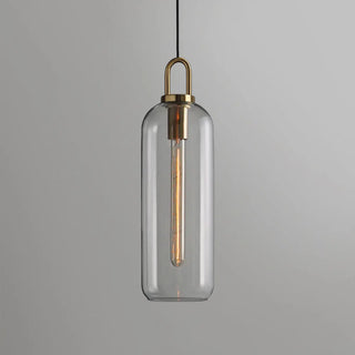 Minimalist Cylinder Glass Kitchen Gray Pendant Light Zawala Image - 6