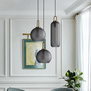 Minimalist Cylinder Glass Kitchen Gray Pendant Light Zawala Image - 8