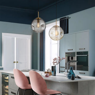 Minimalist Gold Globe Cord Clear Glass Pendant Light Zawala Image - 4