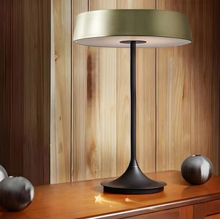 ZOWALA - Minimalist Drum Shaped Metal LED Bedroom Table Lamp Image - 5