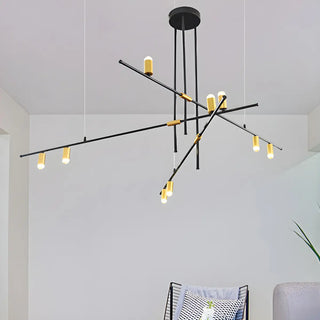 ZOWALA - Minimalist Metal Black Rectilinear Island Chandelier Image - 12