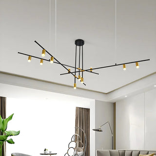 ZOWALA - Minimalist Metal Black Rectilinear Island Chandelier Image - 14