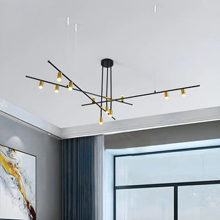 ZOWALA - Minimalist Metal Black Rectilinear Island Chandelier Image - 15