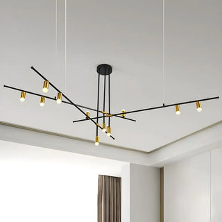 ZOWALA - Minimalist Metal Black Rectilinear Island Chandelier Image - 16