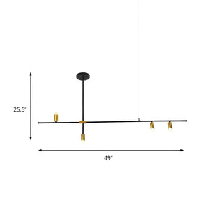 ZOWALA - Minimalist Metal Black Rectilinear Island Chandelier #size