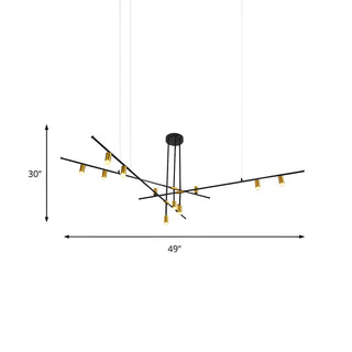 ZOWALA - Minimalist Metal Black Rectilinear Island Chandelier Image - 20