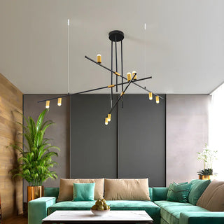 ZOWALA - Minimalist Metal Black Rectilinear Island Chandelier Image - 3