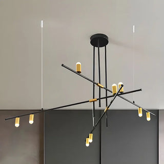 ZOWALA - Minimalist Metal Black Rectilinear Island Chandelier Image - 4