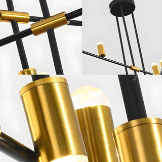 ZOWALA - Minimalist Metal Black Rectilinear Island Chandelier Image - 7