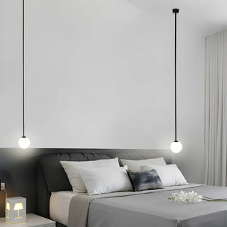 ZOWALA - Minimalist White Glass Ball Bedroom LED Pendant Light Image - 1