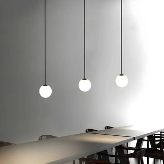ZOWALA - Minimalist White Glass Ball Bedroom LED Pendant Light Image - 4