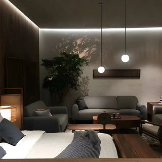 ZOWALA - Minimalist White Glass Ball Bedroom LED Pendant Light Image - 6