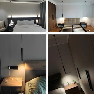 ZOWALA - Minimalist Sleek Black Linear Bedroom Pendant Light Image - 11