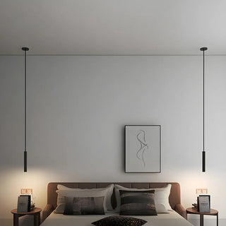 ZOWALA - Minimalist Sleek Black Linear Bedroom Pendant Light Image - 5
