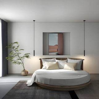ZOWALA - Minimalist Sleek Black Linear Bedroom Pendant Light Image - 6