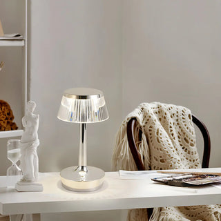 Stylish Unique Reflective Shade Wooden Base Table Lamp Zawala Image - 2