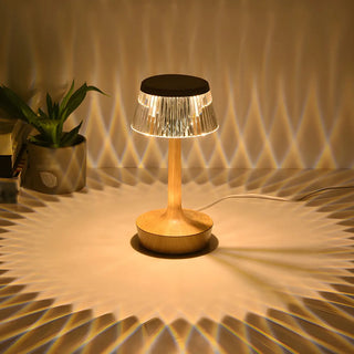 Stylish Unique Reflective Shade Wooden Base Table Lamp Zawala Image - 3