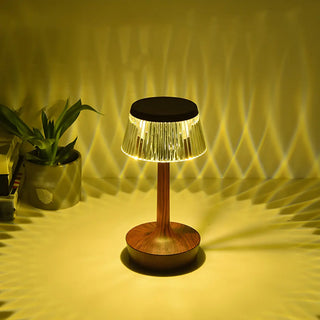 Stylish Unique Reflective Shade Wooden Base Table Lamp Zawala Image - 4