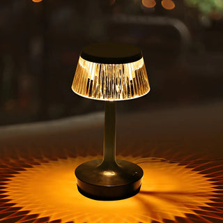 Stylish Unique Reflective Shade Wooden Base Table Lamp Zawala Image - 6