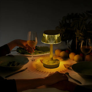 Stylish Unique Reflective Shade Wooden Base Table Lamp Zawala Image - 7