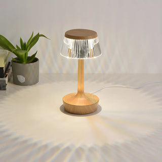 Stylish Unique Reflective Shade Wooden Base Table Lamp Zawala Image - 8