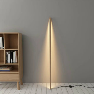 Minimalist Vertical Linear LED Wooden Floor Lamp Zawala Image - 1