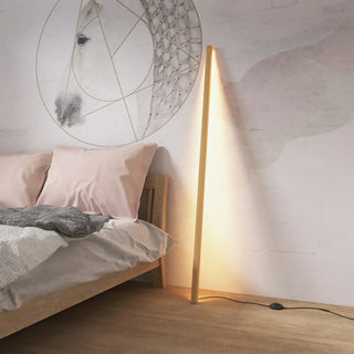 Minimalist Vertical Linear LED Wooden Floor Lamp Zawala Image - 2