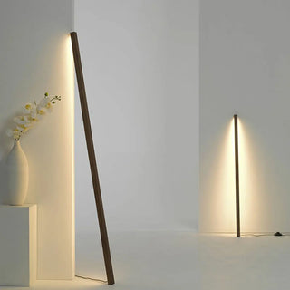 Minimalist Vertical Linear LED Wooden Floor Lamp Zawala Image - 3