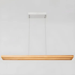 Long Rectangle LED Wood Adjustable Height Island Chandelier Image - 4