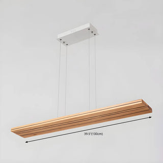 Long Rectangle LED Wood Adjustable Height Island Chandelier #size