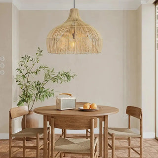 ZOWALA - Bohemian Natural Woven Wide Dome Pendant Light Image - 1