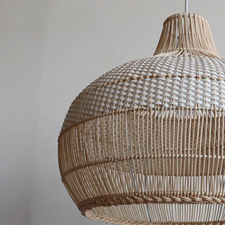 ZOWALA - Bohemian Natural Woven Wide Dome Pendant Light Image - 10