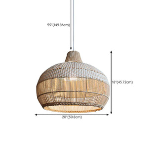 ZOWALA - Bohemian Natural Woven Wide Dome Pendant Light #size