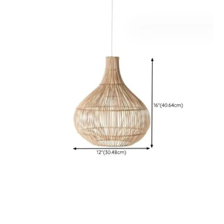 ZOWALA - Bohemian Natural Woven Wide Dome Pendant Light Image - 14