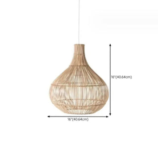 ZOWALA - Bohemian Natural Woven Wide Dome Pendant Light Image - 15