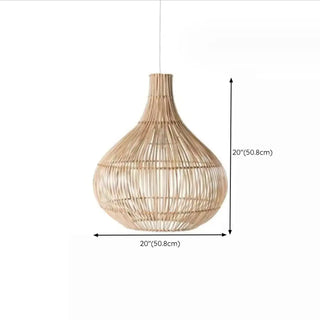 ZOWALA - Bohemian Natural Woven Wide Dome Pendant Light Image - 16