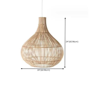 ZOWALA - Bohemian Natural Woven Wide Dome Pendant Light Image - 17