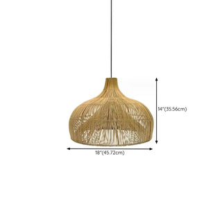 ZOWALA - Bohemian Natural Woven Wide Dome Pendant Light Image - 18