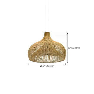 ZOWALA - Bohemian Natural Woven Wide Dome Pendant Light Image - 19
