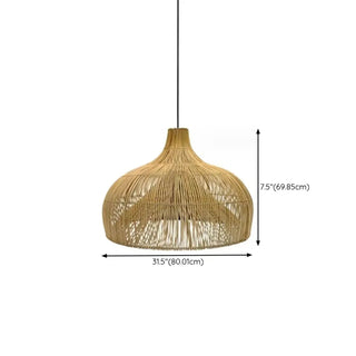 ZOWALA - Bohemian Natural Woven Wide Dome Pendant Light Image - 20
