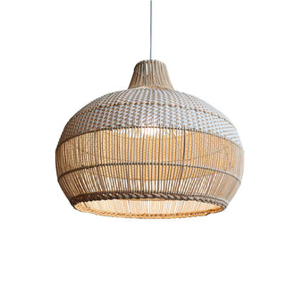 ZOWALA - Bohemian Natural Woven Wide Dome Pendant Light Image - 5